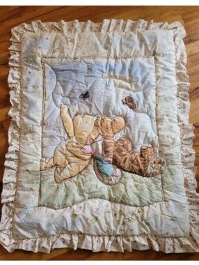 Classic Winnie The Pooh Piglet Tigger Best Friend Crib Blanket Quilt Vintage